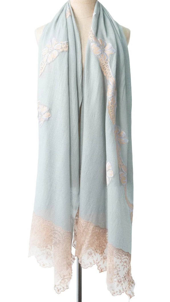 Nostalgia Pale Blue Cashmere Lace Scarf