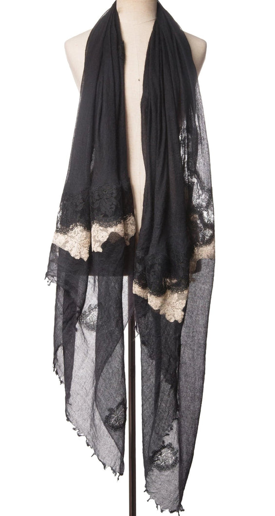 Nostalgia Black Lace Scarf