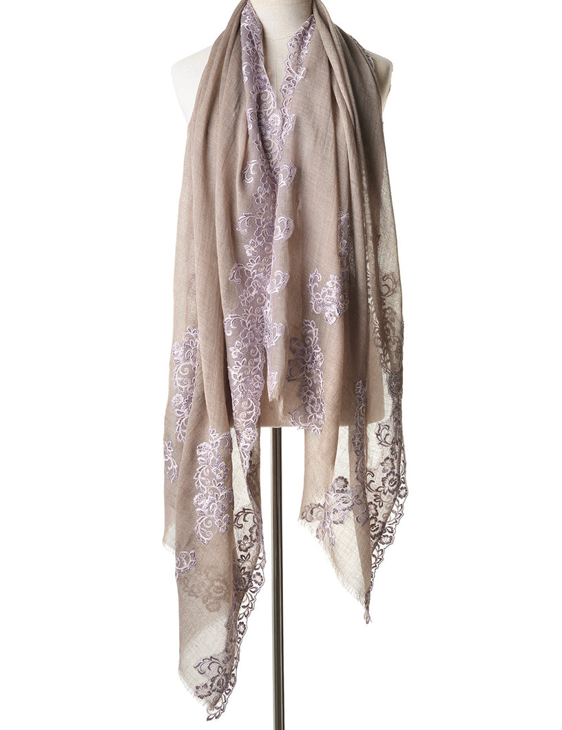 Nostalgia Beige Lace Scarf